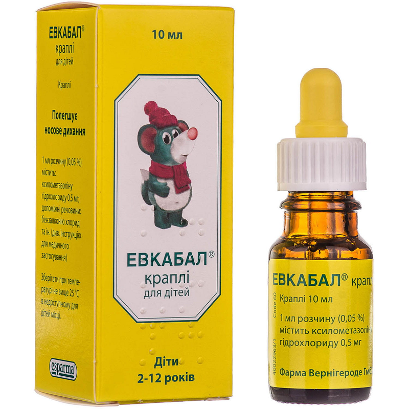 Евкабал краплі назал. д/дітей 0,5мг/мл фл. 10мл